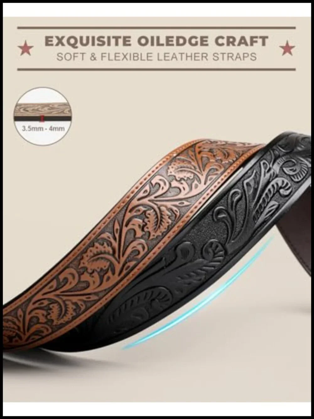Western Leather Belt Strap for Men Women Cowboy Belt Gifts